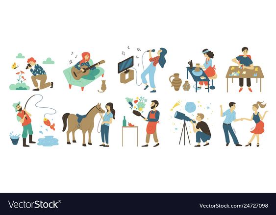 Leisure activities and their venues, hobbies and interests